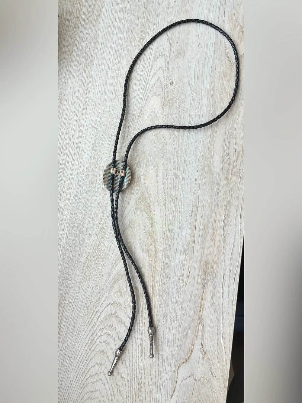 Black Western Bolo Tie with Oval Decorative Slide